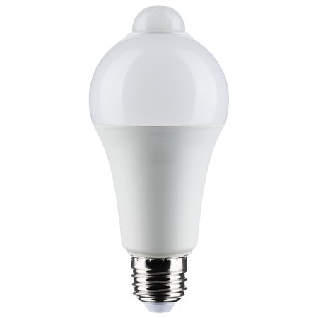 SATCO 12 Watt A19 LED, White, 3000K, 1050 Lumens, 120 Volt, PIR Sensor, Non-Dimmable S11445